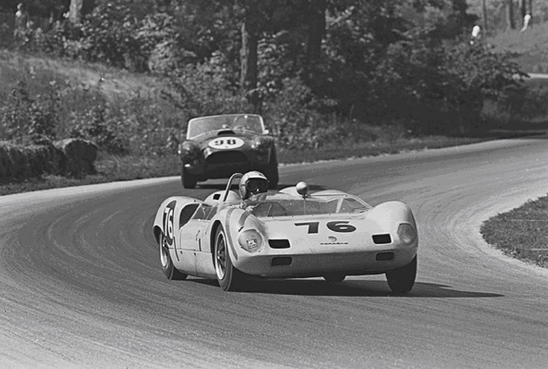 Dave MacDonald and Bob Bondurant drive Steve McQueen's Shelby Cobra Roadster to a 4th overall 1st in class finish at the 1963 Road America 500